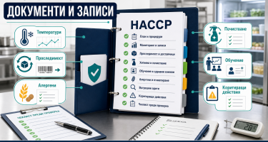 Инфографика за проверка от БАБХ с HACCP папка, документи, температури, проследимост, алергени, почистване, обучение и коригиращи действия.
